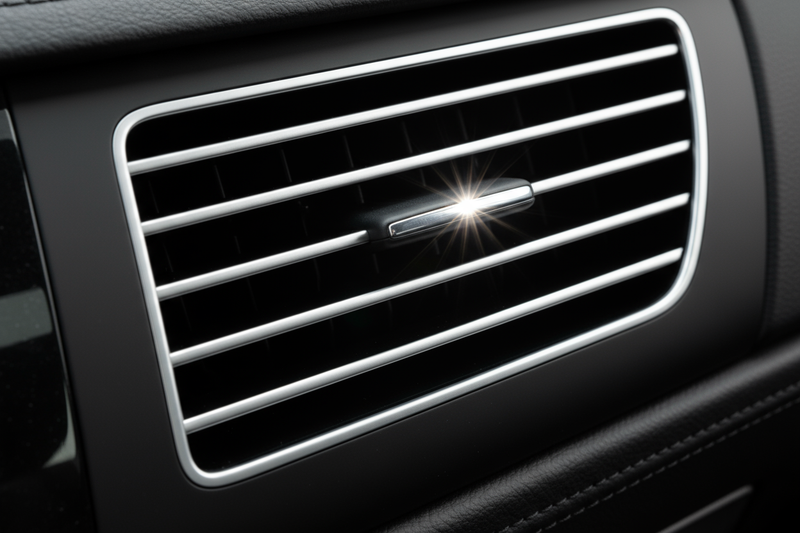 car vent is nice and clean. a sparkle comes off of it